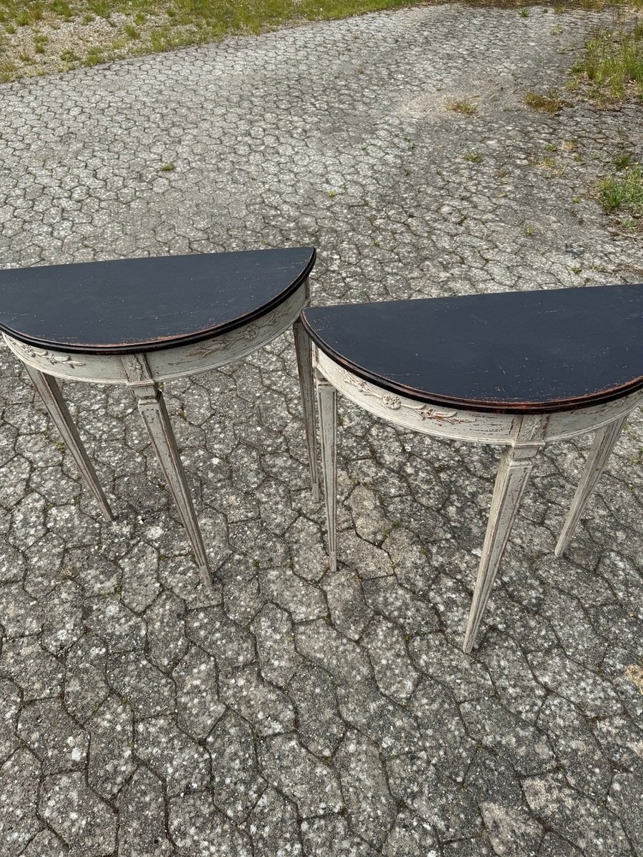 And this pair of demi lune tables ca. 100 years - JAA