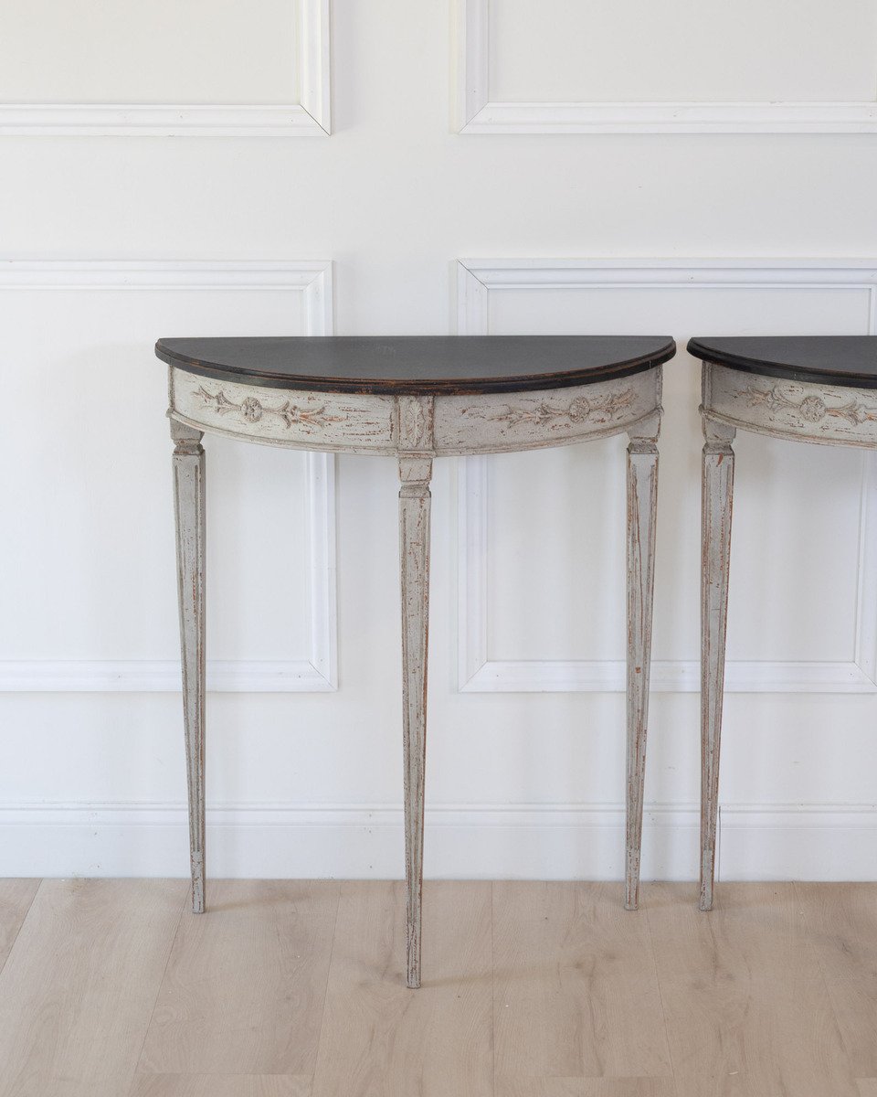 And this pair of demi lune tables ca. 100 years - JAA