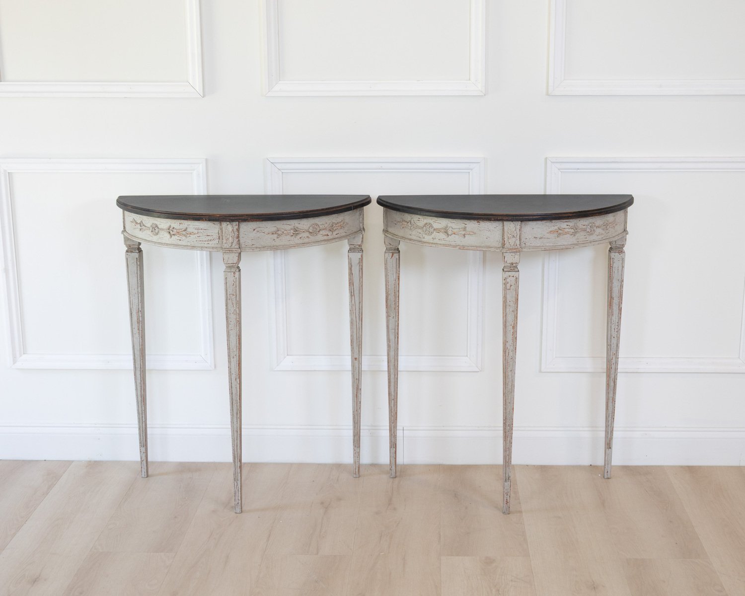 And this pair of demi lune tables ca. 100 years - JAA