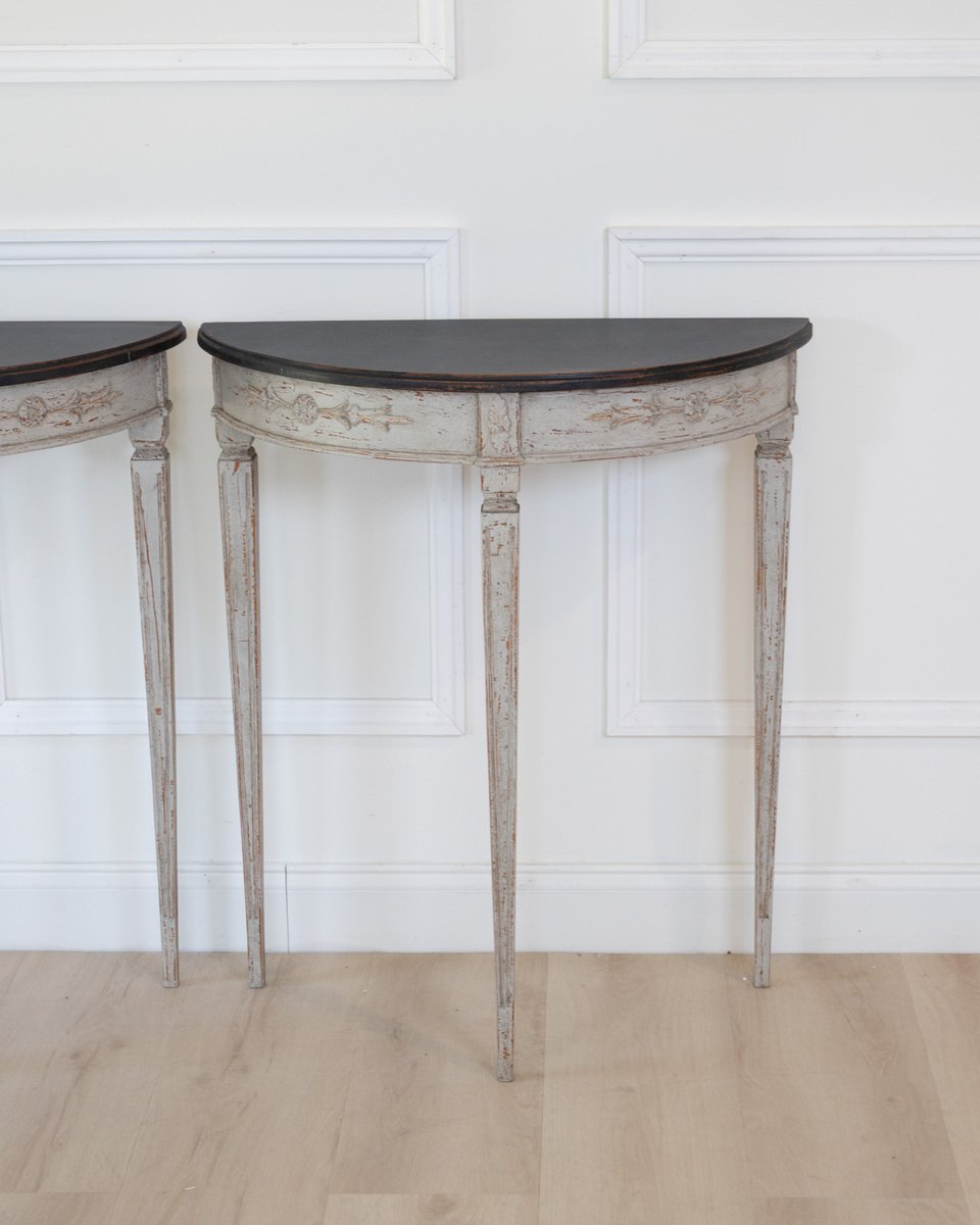 And this pair of demi lune tables ca. 100 years - JAA