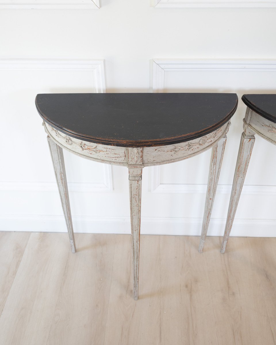And this pair of demi lune tables ca. 100 years - JAA