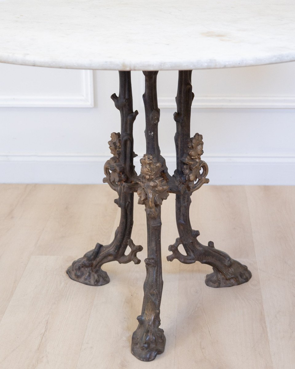 Large 19th Century French Cast Iron Faux Bois Pedestal Table - JAA