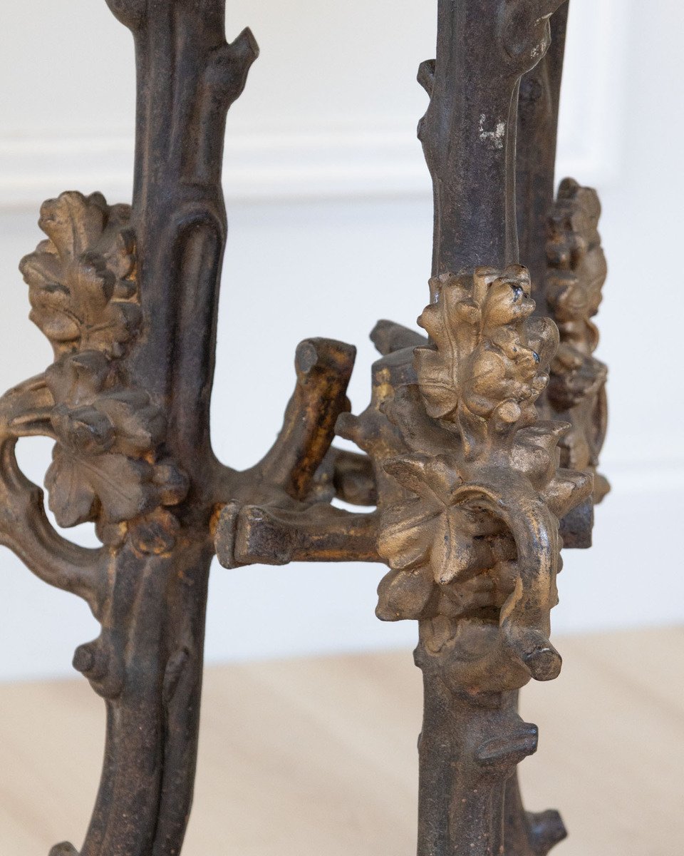 Large 19th Century French Cast Iron Faux Bois Pedestal Table - JAA