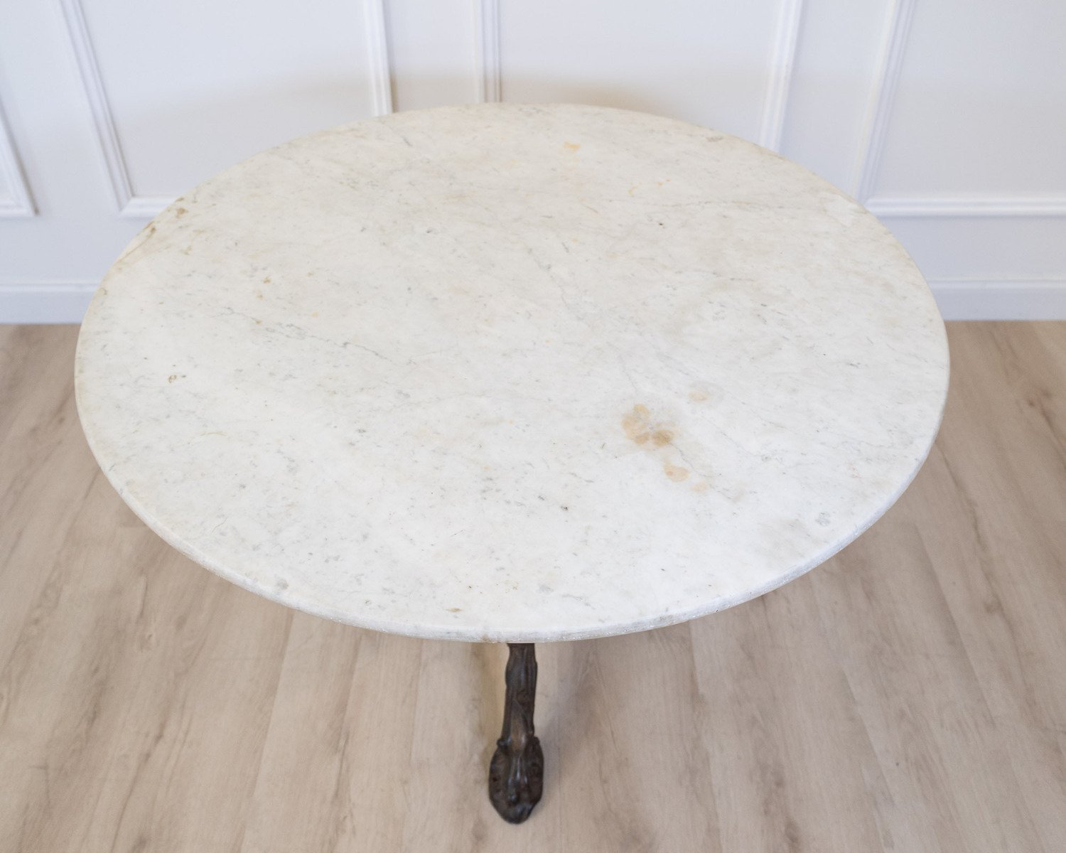 Large 19th Century French Cast Iron Faux Bois Pedestal Table - JAA