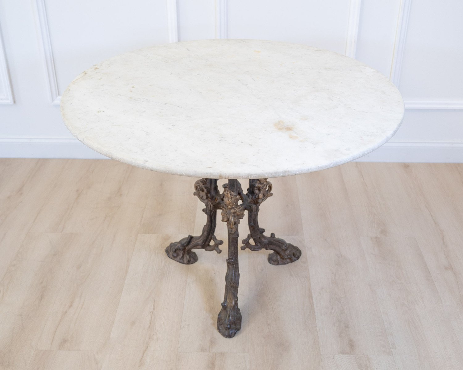 Large 19th Century French Cast Iron Faux Bois Pedestal Table - JAA