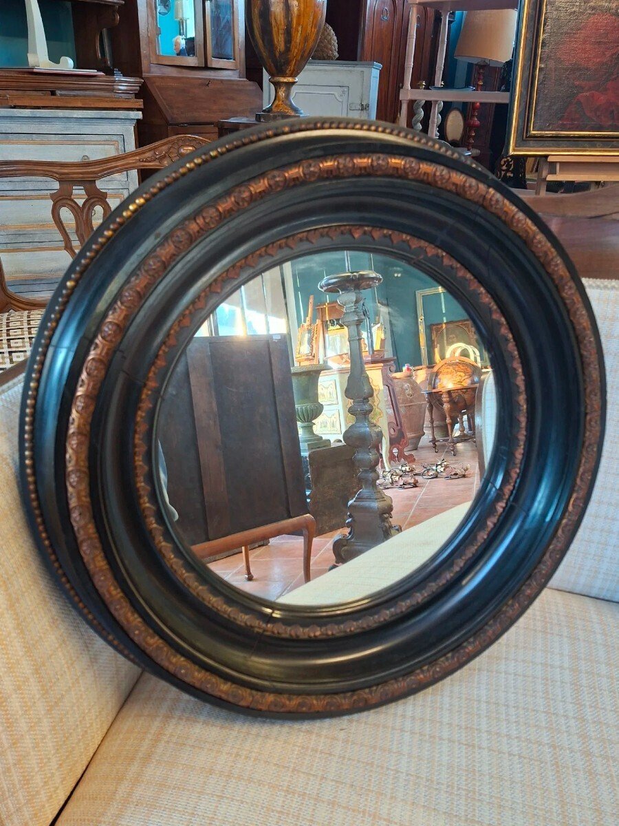 Napoleon III Ebonized Round Mirror - JAA