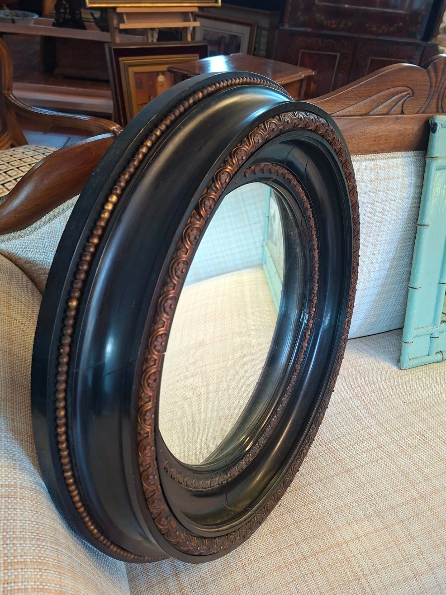 Napoleon III Ebonized Round Mirror - JAA