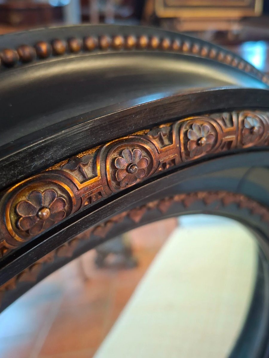 Napoleon III Ebonized Round Mirror - JAA