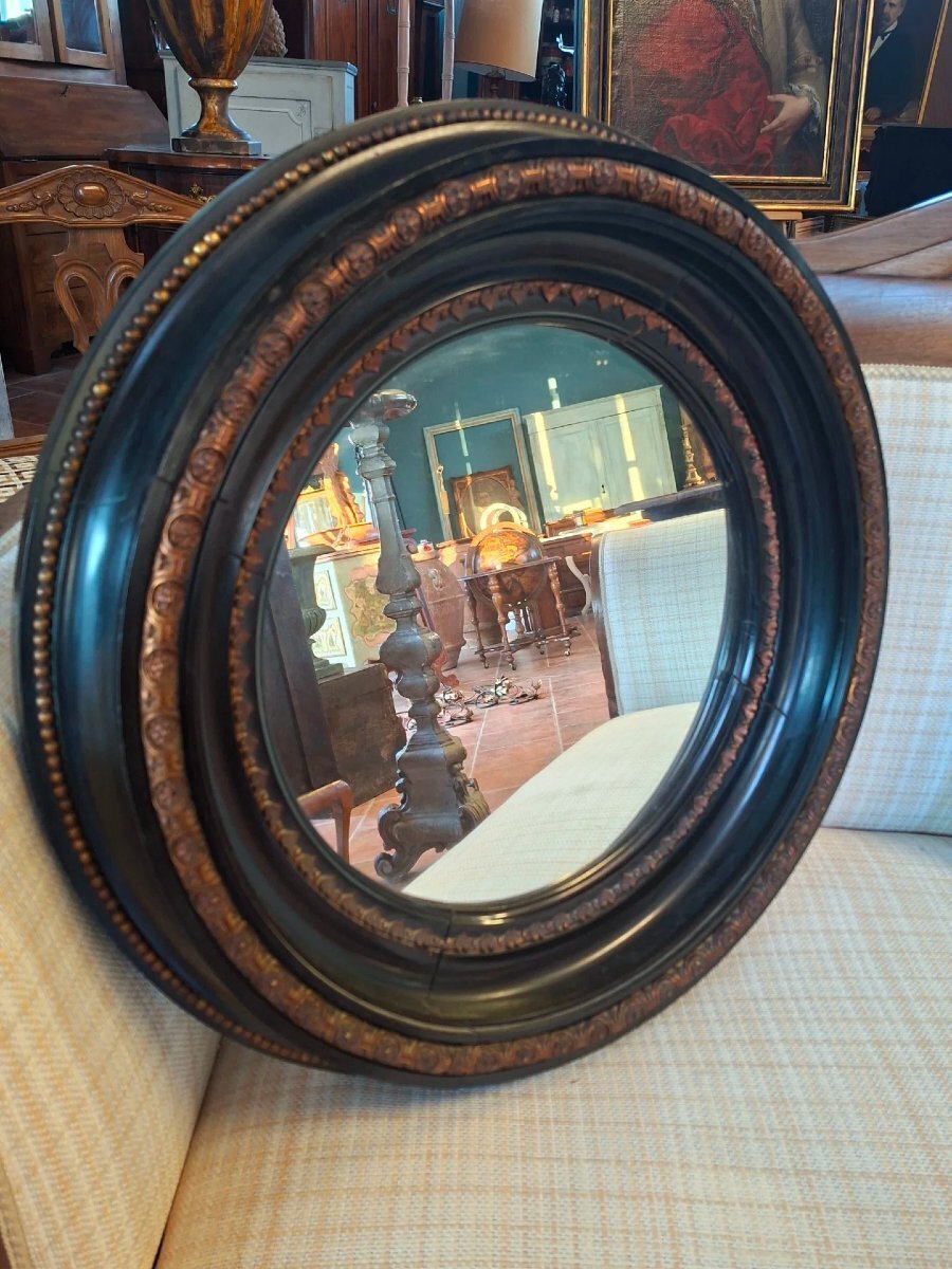 Napoleon III Ebonized Round Mirror - JAA