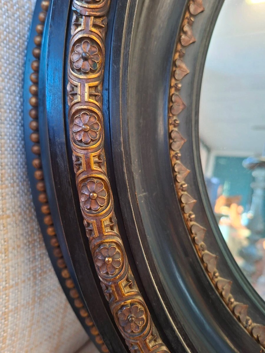 Napoleon III Ebonized Round Mirror - JAA