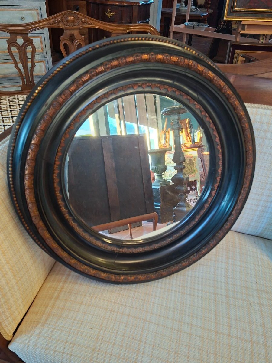 Napoleon III Ebonized Round Mirror - JAA