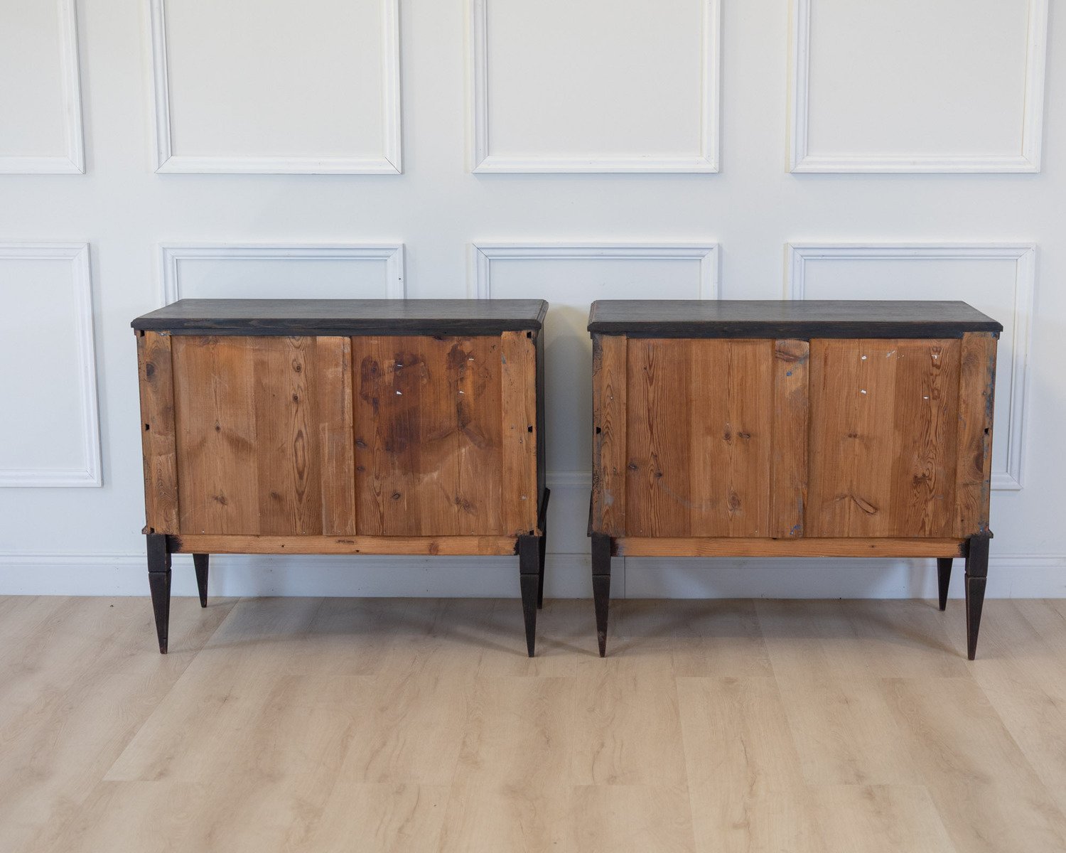 Pair of Gustavian Style Chests in black Paint, circa 1890 - JAA