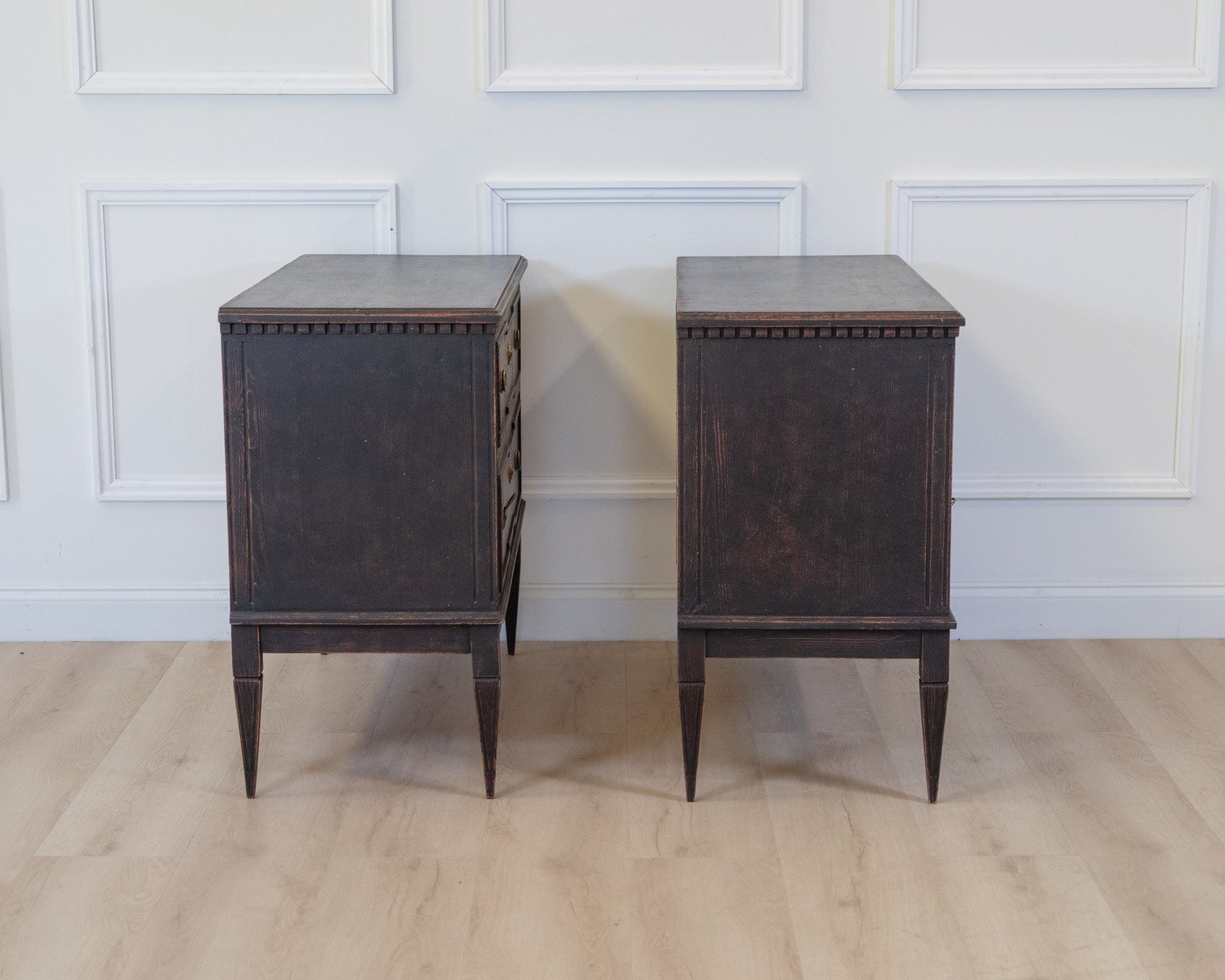 Pair of Gustavian Style Chests in black Paint, circa 1890 - JAA