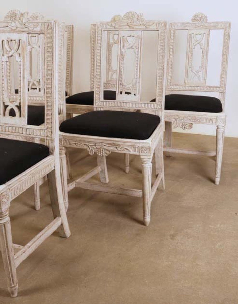 Set of Six Gustavian Chairs, Lindome, Sweden, 19th Century - JAA