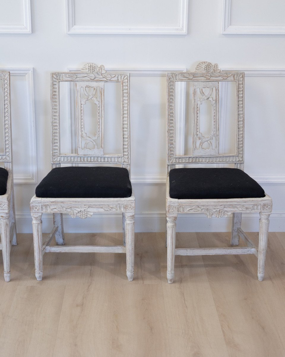 Set of Six Gustavian Chairs, Lindome, Sweden, 19th Century - JAA