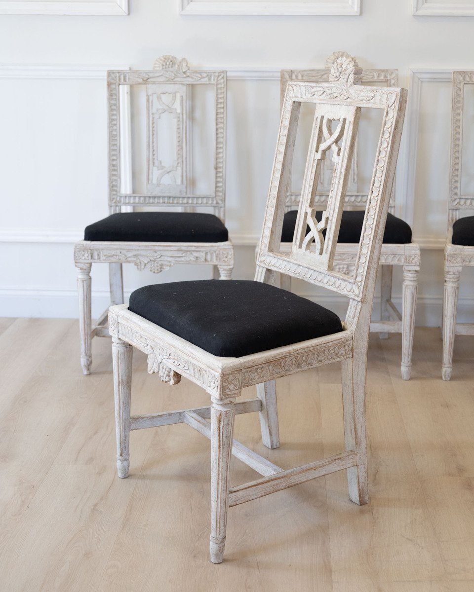 Set of Six Gustavian Chairs, Lindome, Sweden, 19th Century - JAA