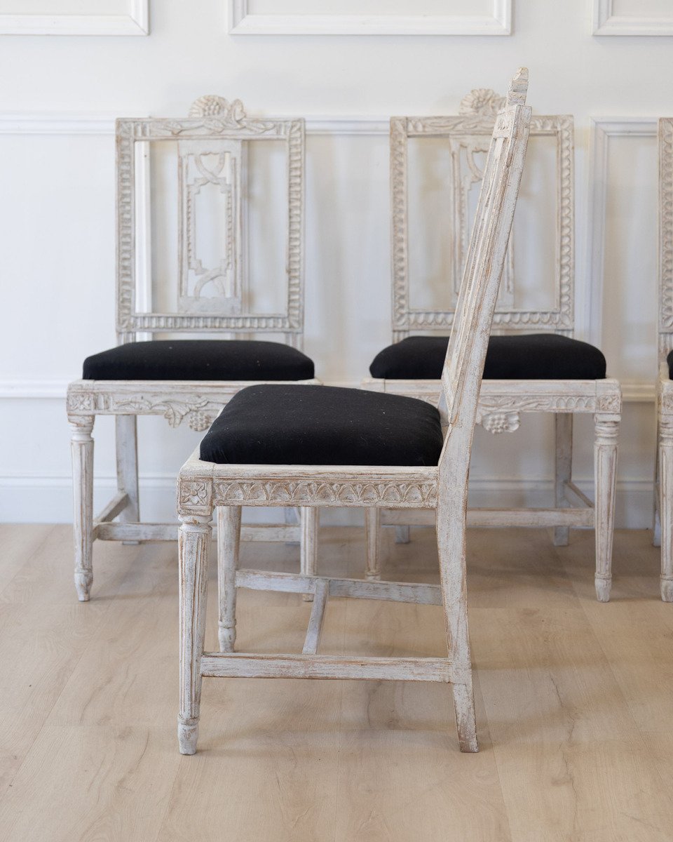 Set of Six Gustavian Chairs, Lindome, Sweden, 19th Century - JAA