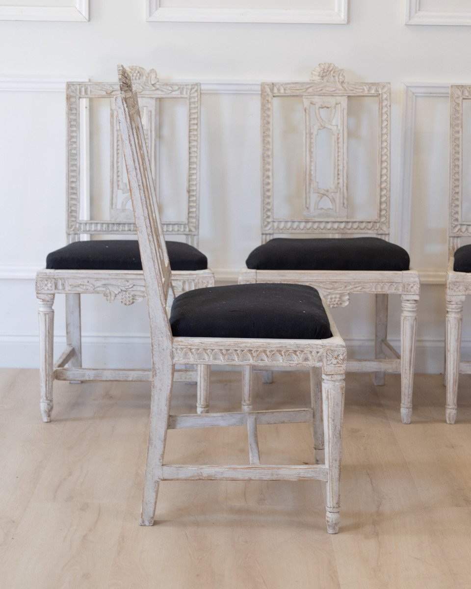 Set of Six Gustavian Chairs, Lindome, Sweden, 19th Century - JAA