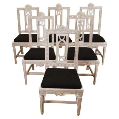 Set of Six Gustavian Chairs, Lindome, Sweden, 19th Century
