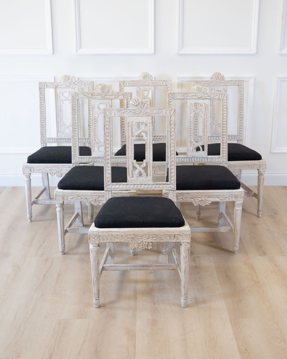 Set of Six Gustavian Chairs, Lindome, Sweden, 19th Century - JAA