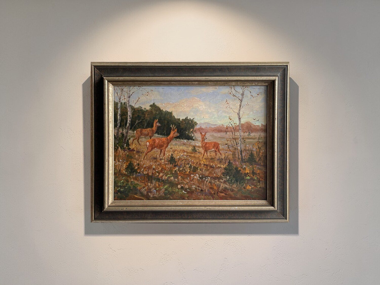 Roe Deer at the Forest Edge, Oil, Franz Hienl-Merre - JAA
