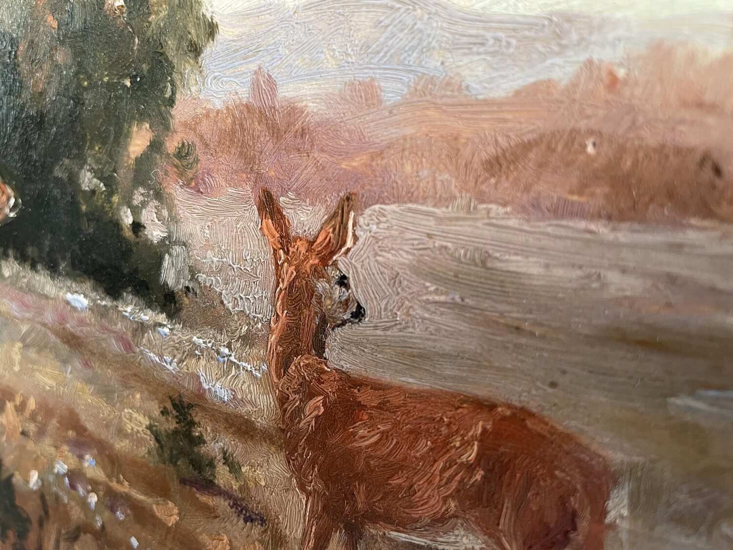 Roe Deer at the Forest Edge, Oil, Franz Hienl-Merre - JAA