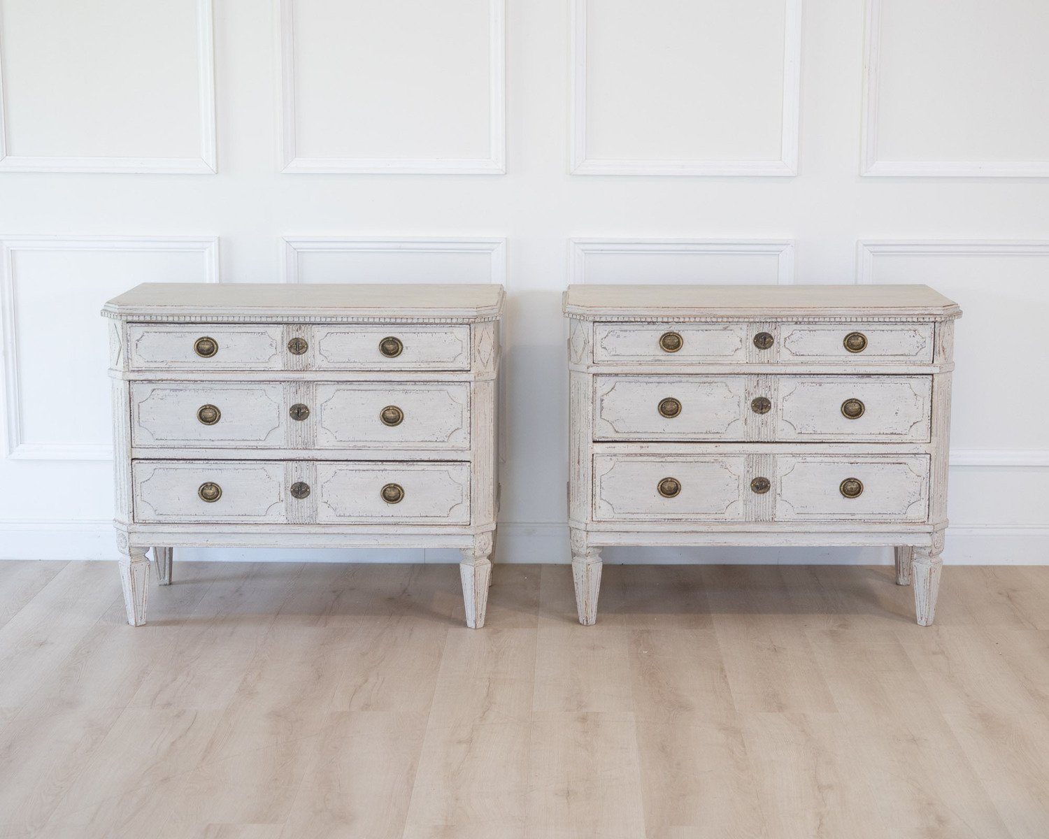 Pair of Swedish White Painted Chests of Drawers, circa 1920 - JAA
