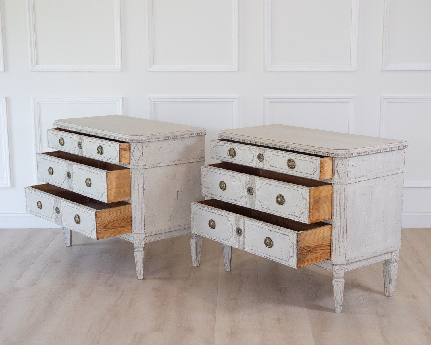 Pair of Swedish White Painted Chests of Drawers, circa 1920 - JAA