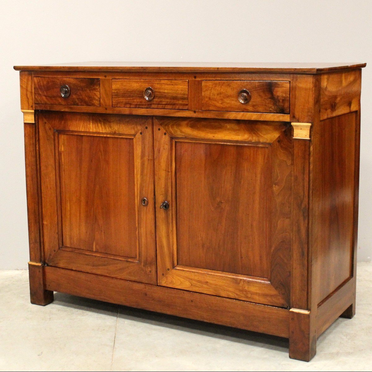 Italian Walnut Buffet with Gilt Capitals, 19th Century - JAA