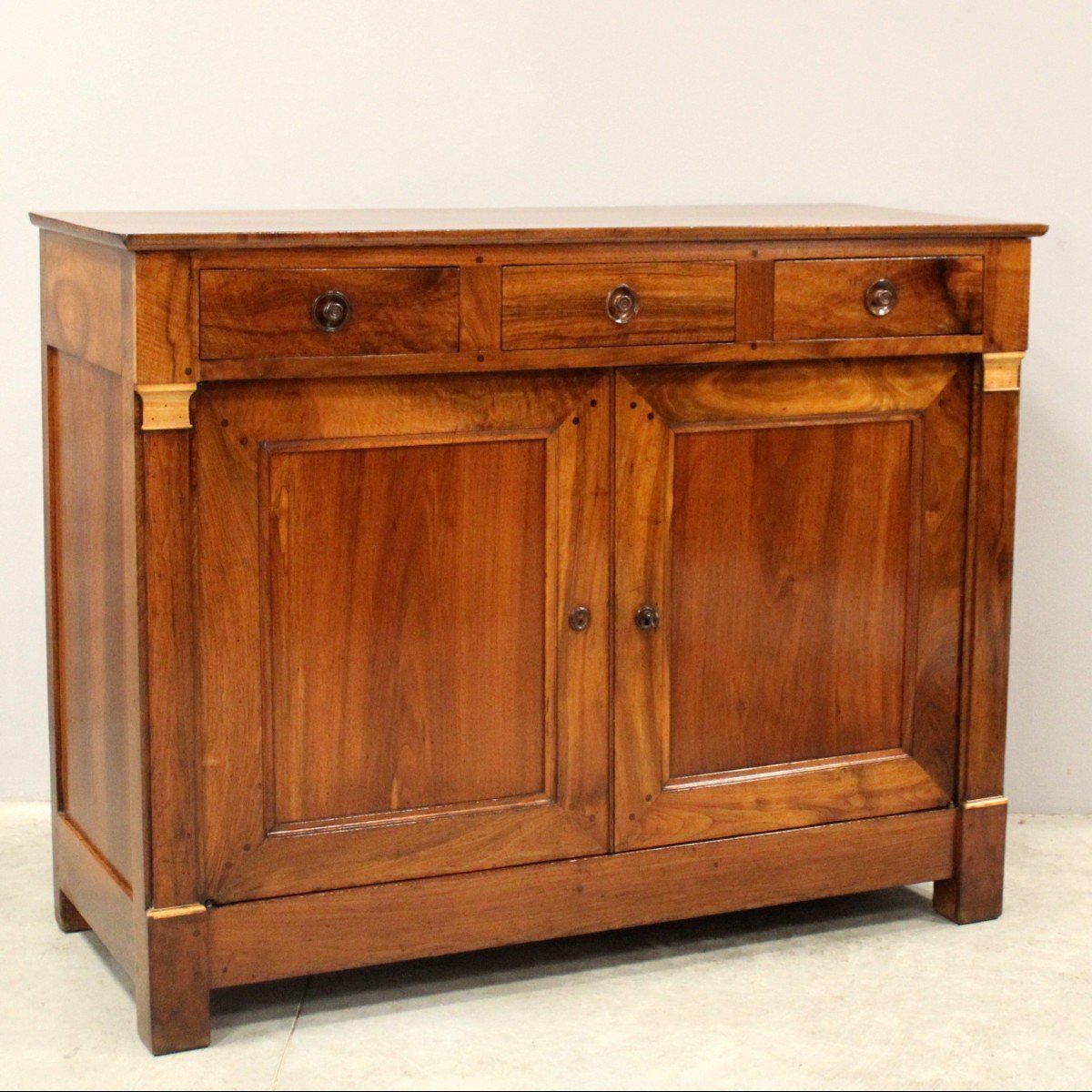 Italian Walnut Buffet with Gilt Capitals, 19th Century - JAA