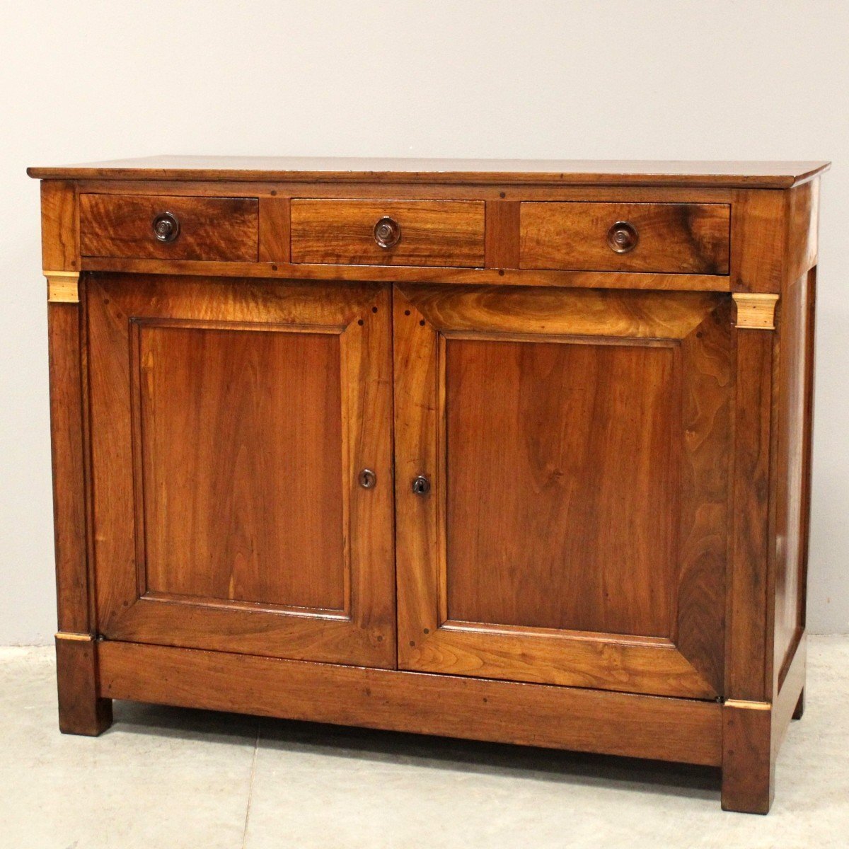 Italian Walnut Buffet with Gilt Capitals, 19th Century - JAA