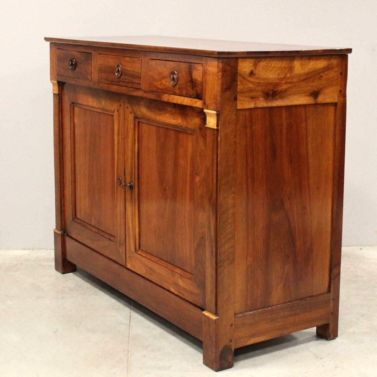 Italian Walnut Buffet with Gilt Capitals, 19th Century - JAA