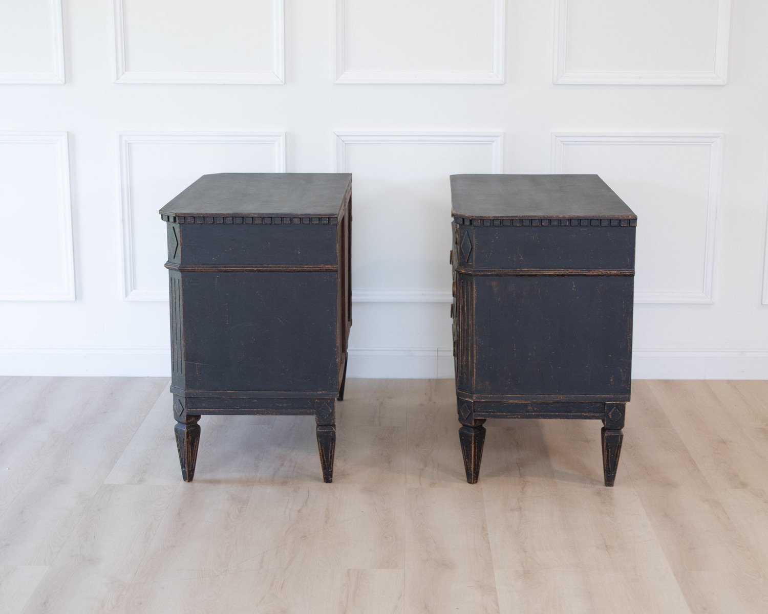 Pair of Swedish Black Painted Three-Drawer Chests, Circa 1900 - JAA
