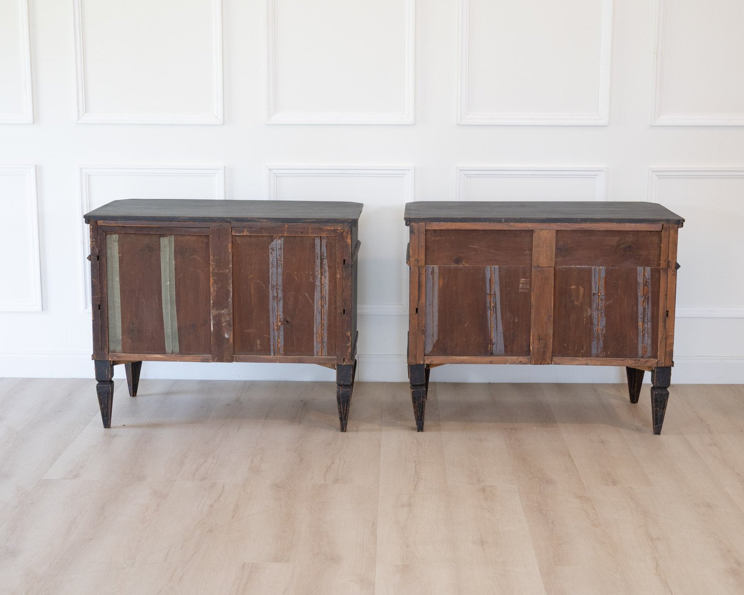 Pair of Swedish Black Painted Three-Drawer Chests, Circa 1900 - JAA