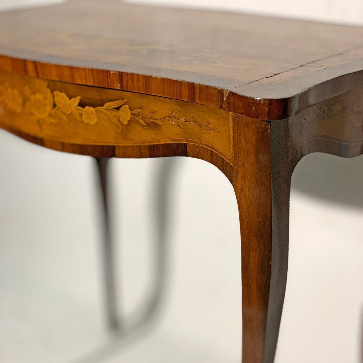 Napoleon III Style Inlaid Walnut Coffee Table, Italy, Mid-19th Century - JAA
