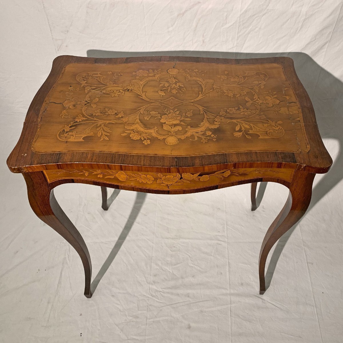Napoleon III Style Inlaid Walnut Coffee Table, Italy, Mid-19th Century - JAA