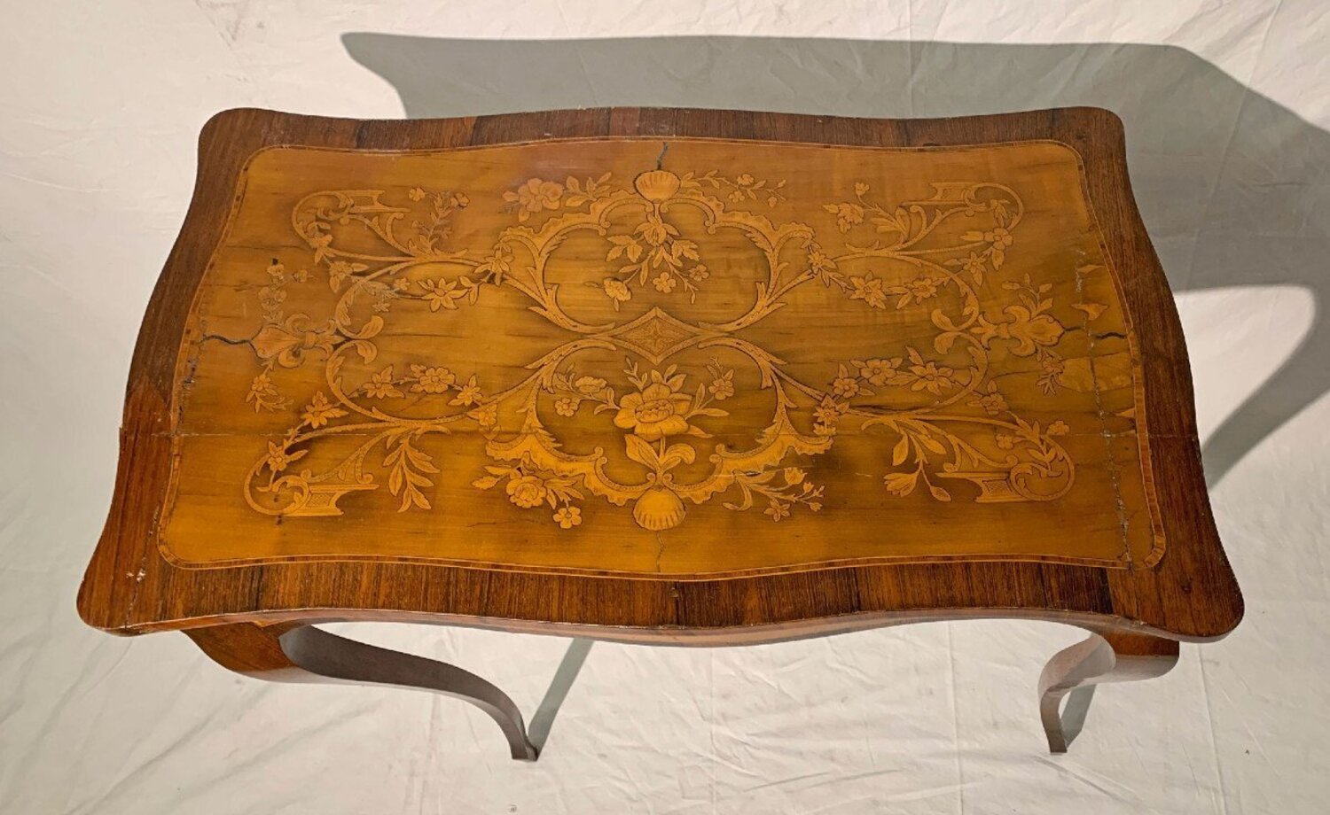 Napoleon III Style Inlaid Walnut Coffee Table, Italy, Mid-19th Century - JAA
