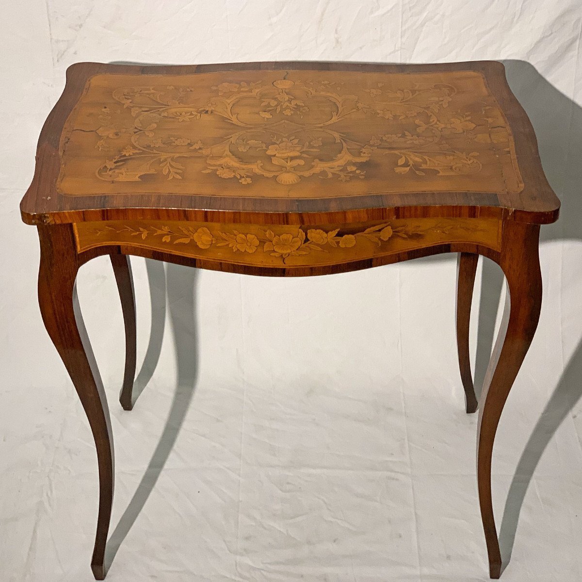 Napoleon III Style Inlaid Walnut Coffee Table, Italy, Mid-19th Century - JAA