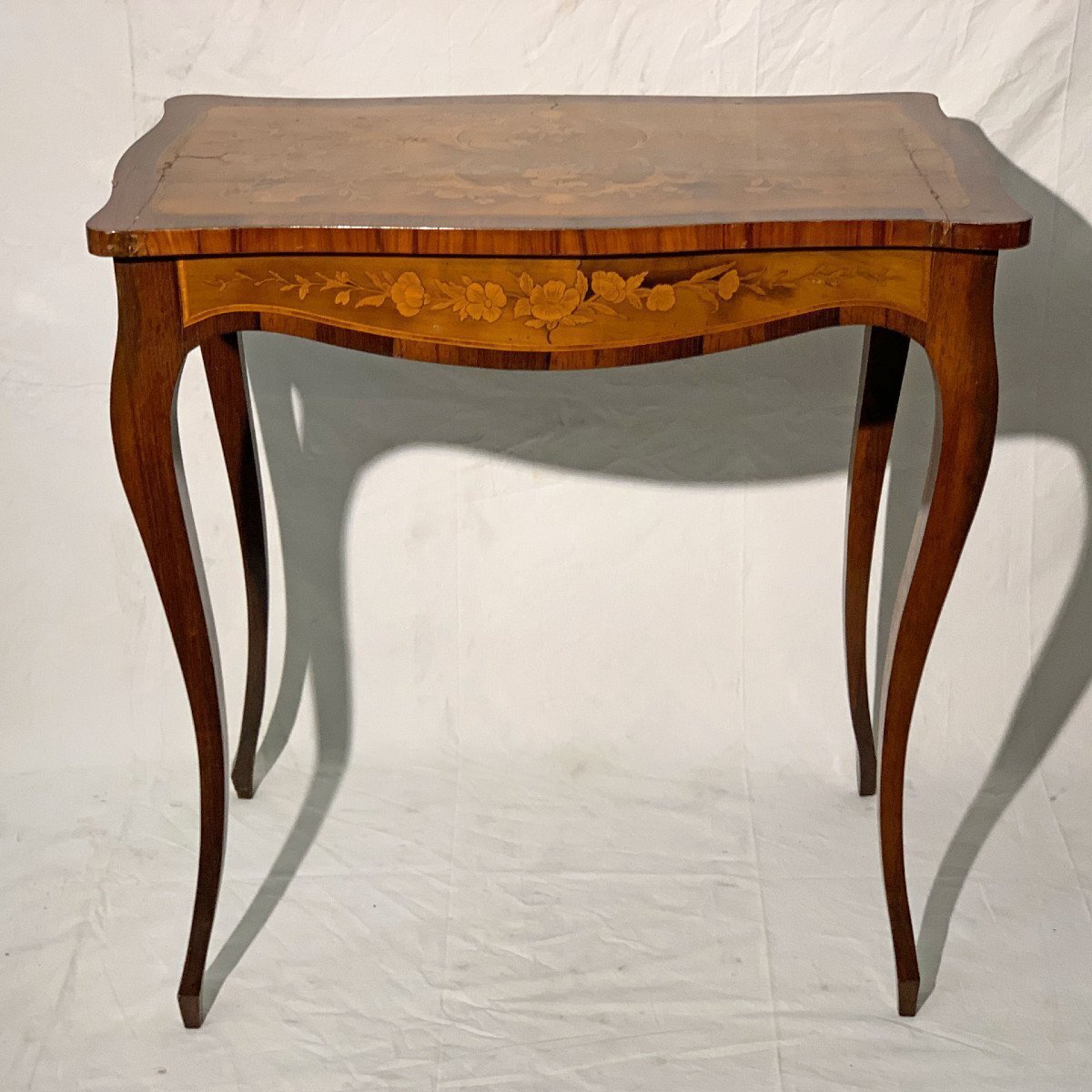 Napoleon III Style Inlaid Walnut Coffee Table, Italy, Mid-19th Century - JAA