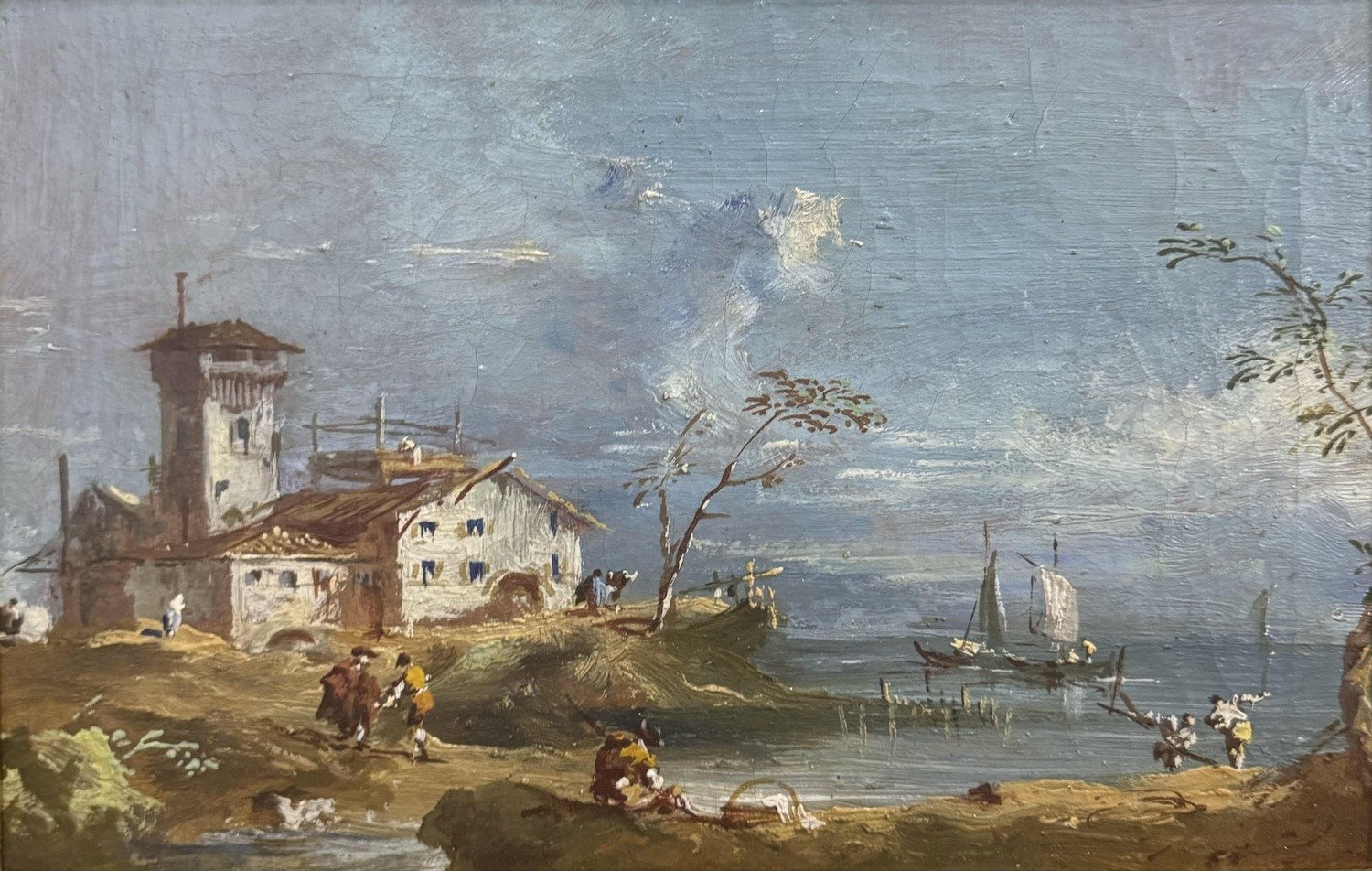 Coastal Capriccio with Wayfarers, Oil on Canvas, Italian School, 19th Century - JAA