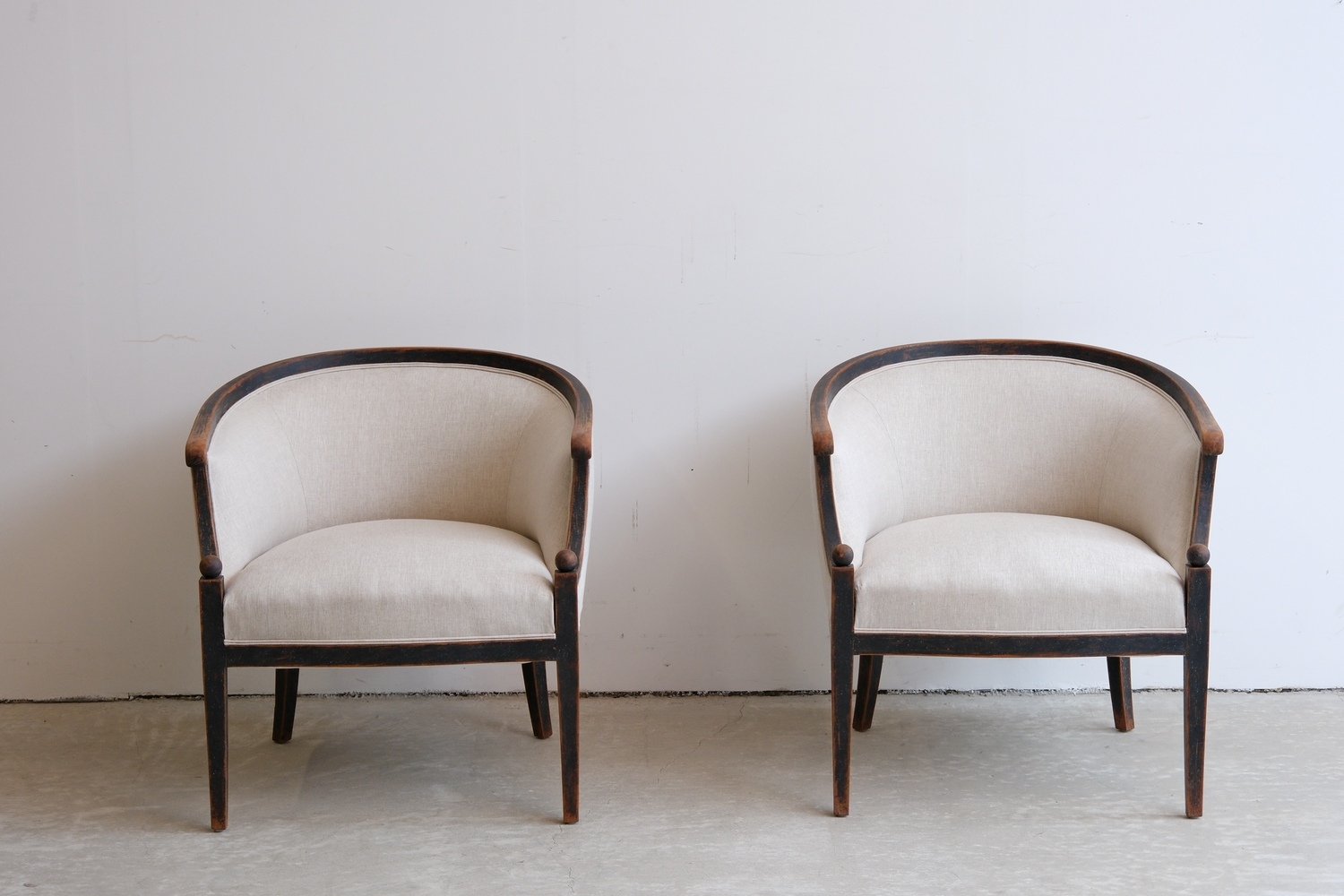 Pair of Swedish Barrel Back Club Chairs, circa 1910 - JAA