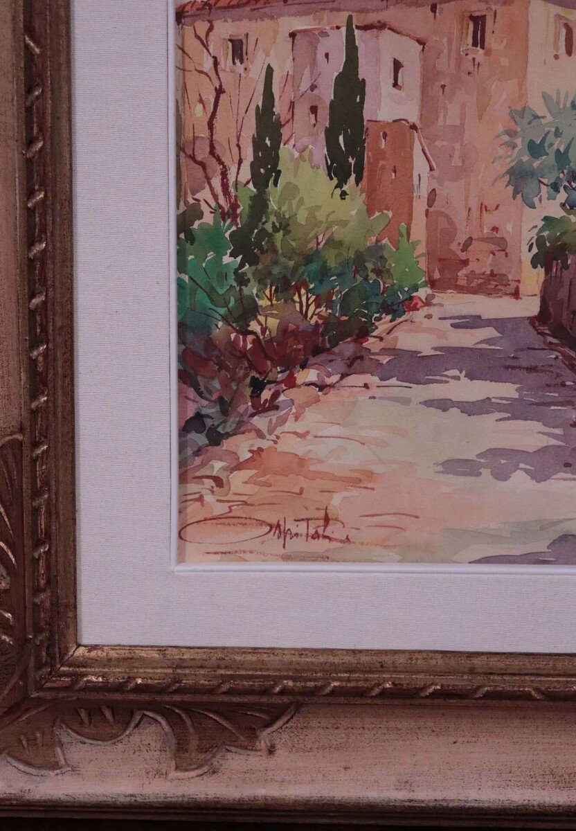 Tuscan Landscape, Watercolor, Giovanni Ospitali (b. 1927) - JAA