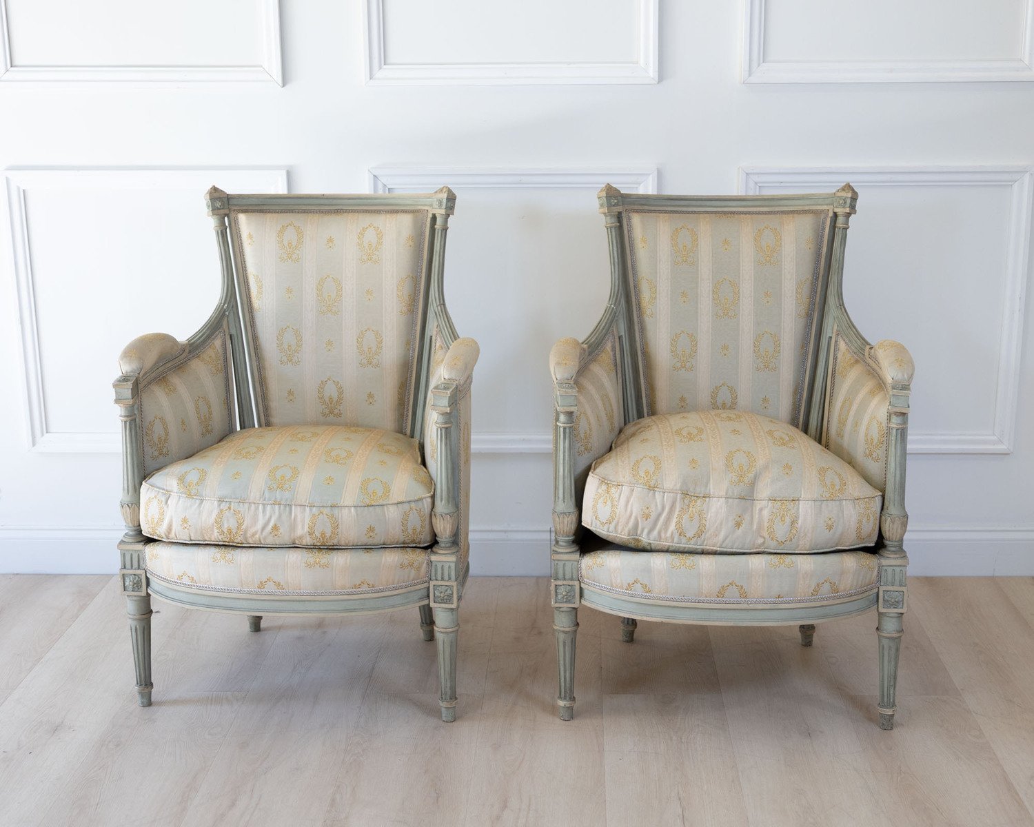 Pair Of Louis XVI Style Bergere Chairs - JAA