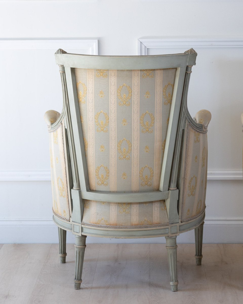 Pair Of Louis XVI Style Bergere Chairs - JAA
