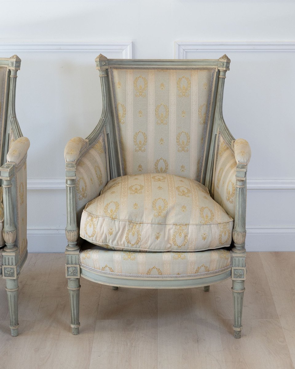 Pair Of Louis XVI Style Bergere Chairs - JAA