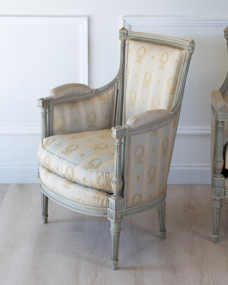 Pair Of Louis XVI Style Bergere Chairs - JAA