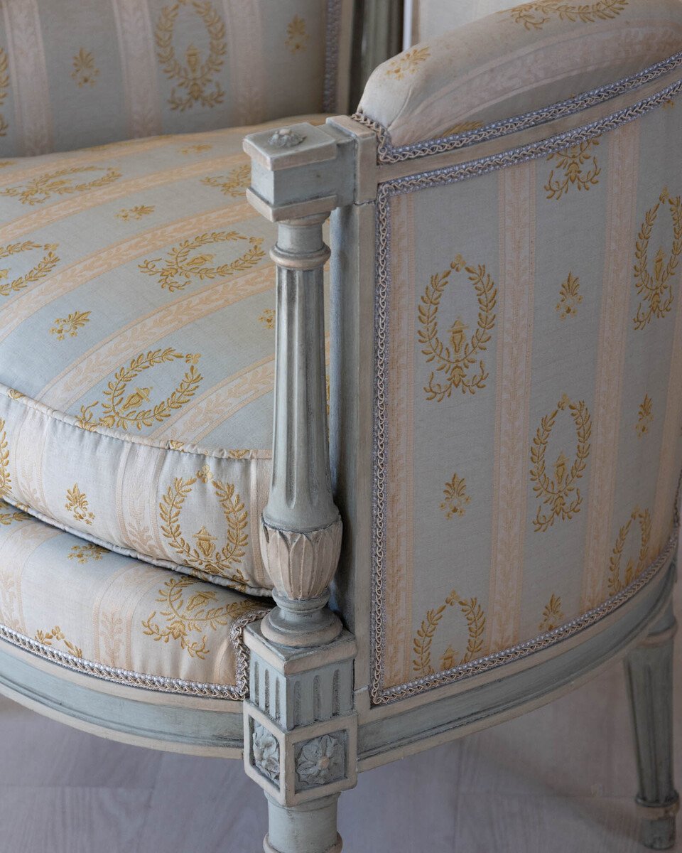 Pair Of Louis XVI Style Bergere Chairs - JAA