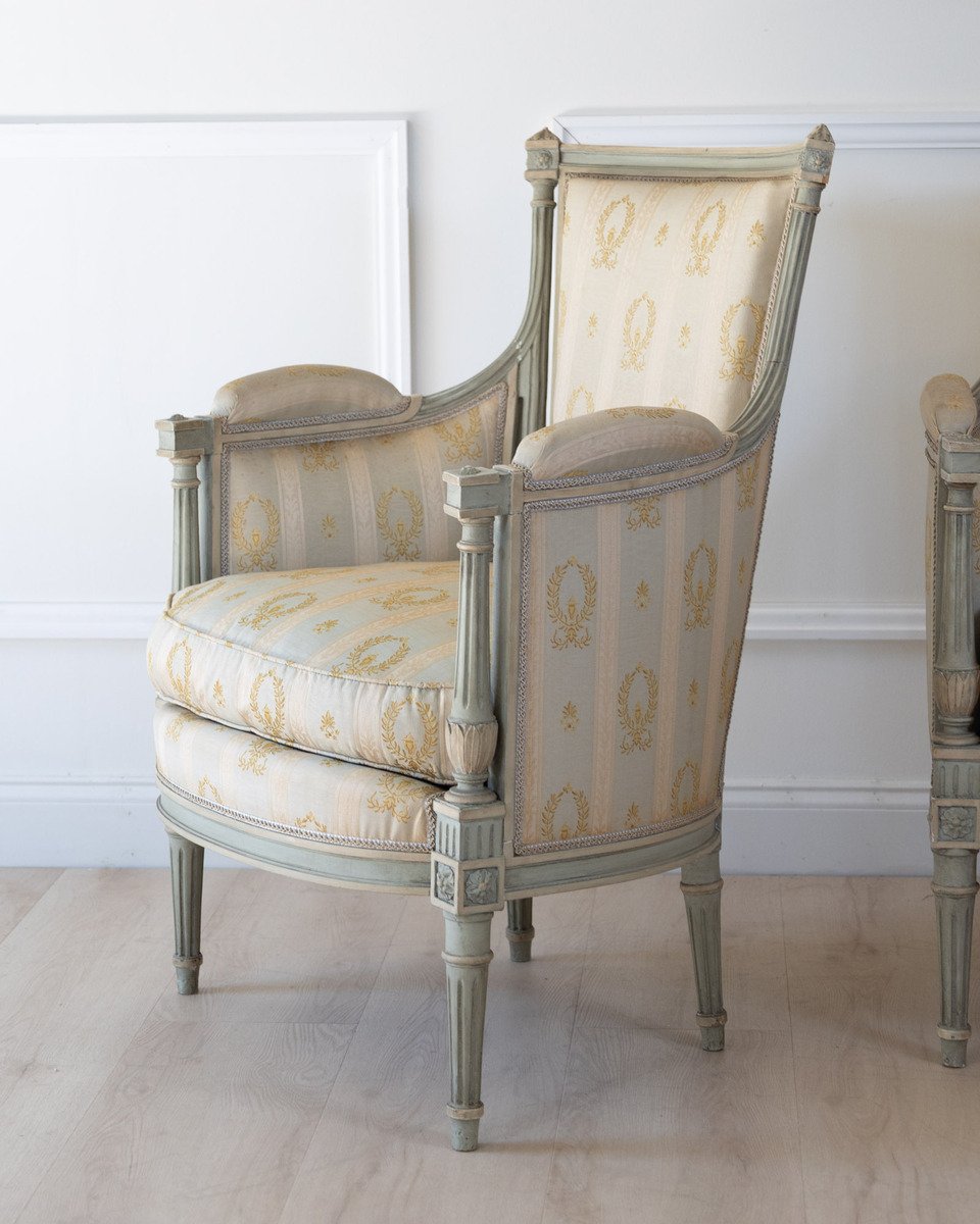 Pair Of Louis XVI Style Bergere Chairs - JAA