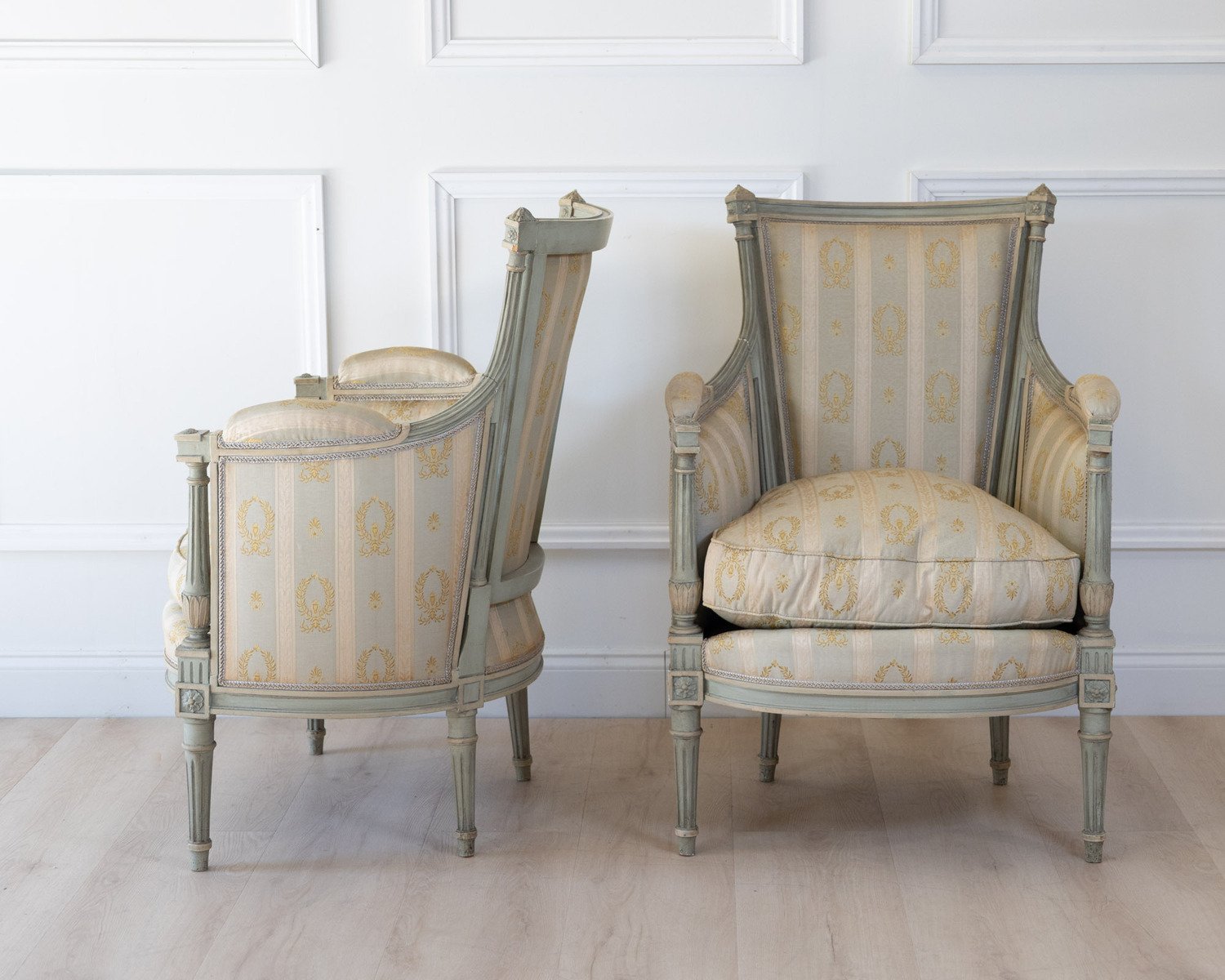 Pair Of Louis XVI Style Bergere Chairs - JAA