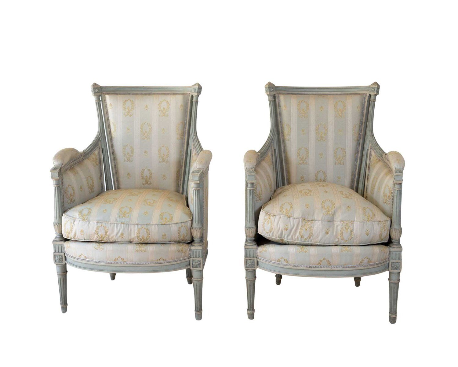 Pair Of Louis XVI Style Bergere Chairs